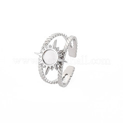 201 Stainless Steel Open Cuff Finger Ring Enamel Settings&nbsp;LS-STAS-S119-159B-P