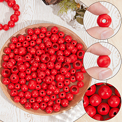 Spray Painted/Dyed Round Natural Schima Wood Beads&nbsp;WOOD-PA0001-80