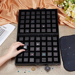 70-Slot Rectangle Aluminium Alloy Covered with Velvet Jewelry Organizer Handled Display Cases&nbsp;CON-WH0089-193A
