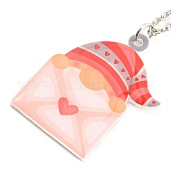 Valentine's Day Acrylic Pendant Necklace with Zinc Alloy Chains&nbsp;LS-NJEW-D049-01A-P
