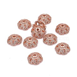 Eco-Friendly 6-Petal Flower Brass Micro Pave Cubic Zirconia Bead Caps&nbsp;LS-ZIRC-M098-01RG-FF