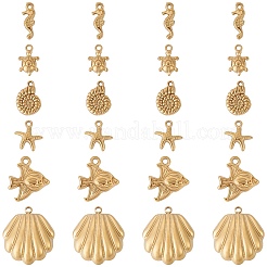 24Pcs 6 Styles 304 Stainless Steel Pendants&nbsp;STAS-TA0006-37G