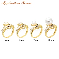Flower Brass Micro Pave Cubic Zirconia Adjustable Ring Settings&nbsp;KK-K297-10G