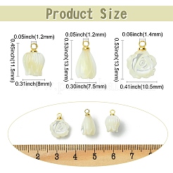 12Pcs 3 Styles Natural Shell Carved Flower Charms&nbsp;KK-CJ0003-83