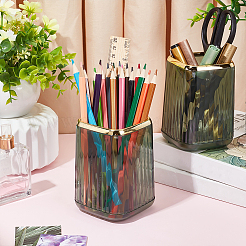Gold Brim Square Mouth Plastic Pen Holders&nbsp;DJEW-WH0039-41B