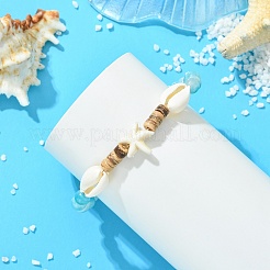 Beachy Natural Coconut & Synthetic Turquoise & Natural Dyed Persian Jade Gemstone Beads Bracelets for Women&nbsp;BJEW-JB13754