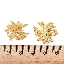 Brass Clear Cubic Zirconia Flower Stud Earrings&nbsp;EJEW-D337-08G