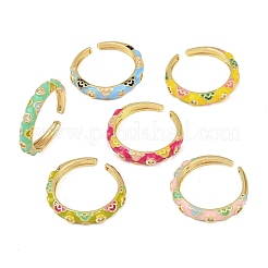 Brass Micro Pave Cubic Zirconia Open Cuff Rings for Women&nbsp;RJEW-K305-03E-G