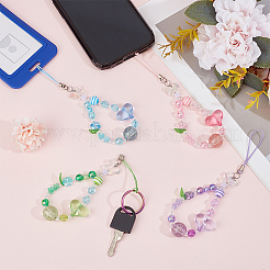 4Pcs Resin & Acrylic Mobile Straps&nbsp;HJEW-DR00101