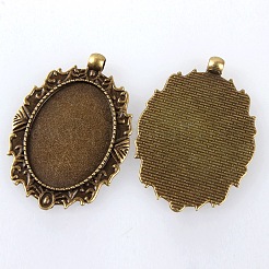 Vintage Tibetan Style Alloy Pendant Cabochon Bezel Settings&nbsp;TIBEP-M018-12AB-NF