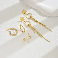 Stainless Steel Retro Chinese Style Floral Tassel Earring Sets&nbsp;OC2286