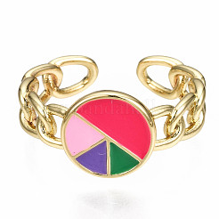 Brass Enamel Cuff Rings&nbsp;RJEW-N035-004-NF