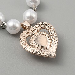 Heart Alloy Rhinestone Puppy Cat Pendant Necklace&nbsp;AJEW-WH0248-251