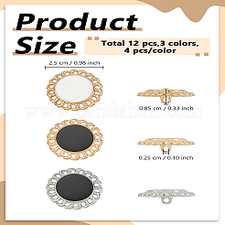 12Pcs 3 Colors 1-Hole Zinc Alloy Shank Buttons&nbsp;BUTT-LP0001-78