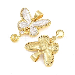 Brass Micro Clear Cubic Zirconia Peg Bails Pin Pendants&nbsp;KK-CBA6A75-51B-G