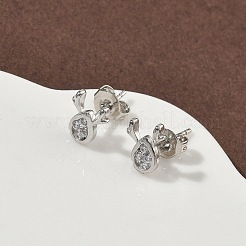 Deer Brass Micro Pave Clear Cubic Zirconia Stud Earrings&nbsp;LS-EJEW-F383-08P