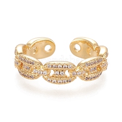 Adjustable Brass Micro Pave Clear Cubic Zirconia Cuff Rings&nbsp;RJEW-M133-11G