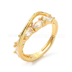 Brass Micro Pave Cubic Zirconia Finger Rings&nbsp;RJEW-H258-14G