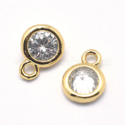 Brass Cubic Zirconia Charms&nbsp;KK-J269-C02-G-NR