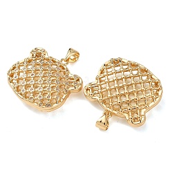 Brass Micro Pave Clear Cubic Zirconia Pendants&nbsp;KK-B184-01G-11