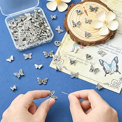 100Pcs 10 Styles Butterfly Theme Tibetan Style Alloy Beads&nbsp;FIND-CJ0005-63