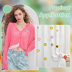 64Pcs 8 Colors Flower Polyester Garment Accessories&nbsp;DIY-FG0008-54