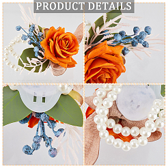 Cloth Flower & Foam Wrist Corsage with Plastic Pearl&nbsp;BJEW-WH0022-33A