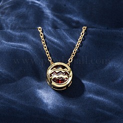 Brass Pave Cubic Zirconia Birth Stone Constellation Pendant Cable Chain Necklaces&nbsp;LS-NJEW-D334-01G-02