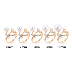 Curve Shape Brass Micro Pave Clear Cubic Zirconia Adjustable Ring Settings&nbsp;KK-T076-46G