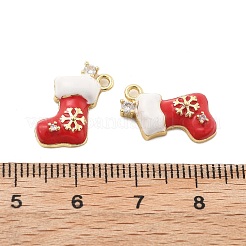 Christmas Theme Brass Micro Pave Cubic Zirconia Pendants&nbsp;KK-L228-30A-G
