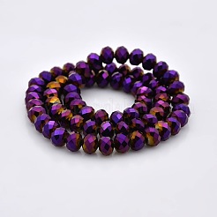 Full Plated Faceted Rondelle Glass Beads Strands&nbsp;GLAA-A024E-FP03