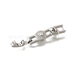 Brass Micro Pave Clear Cubic Zirconia Fold Over Clasps&nbsp;KK-R222-04P