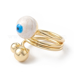 Enamel Round with Evil Eye Finger Rings&nbsp;RJEW-A014-01G-06