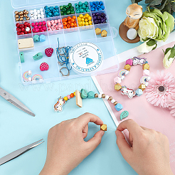 DIY Wood Beaded Bracelets and Keychains Making Kit&nbsp;DIY-PH0008-94