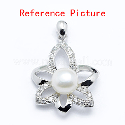 Anti-Tarnish Rhodium Plated Sterling Silver Cubic Zirconia Pendant Pinch Bails&nbsp;STER-G028-197P