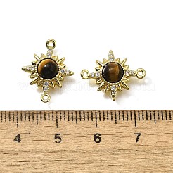 Brass Clear Cubic Zirconia Sun Links Connector Charms&nbsp;KK-K398-23G