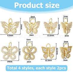 8Pcs 4 Styles Brass Micro Pave Cubic Zirconia Pendants&nbsp;KK-HS0015-21