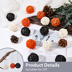 15Pcs 3 Colors Wicker Rattan Balls&nbsp;AJEW-SC0004-25A