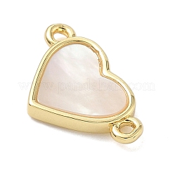Brass Pave Natural Shell Heart Connector Charms&nbsp;KK-K368-54G