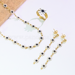 Women's Stainless Steel Enamel Dangle Stud Earrings & Necklaces & Rings Sets&nbsp;OA6084