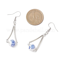 Handmade Round with Flower Printed Dangle Earrings&nbsp;EJEW-JE06800