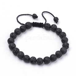 Natural Lava Rock Braided Bead Bracelets&nbsp;BJEW-R304-01-8mm