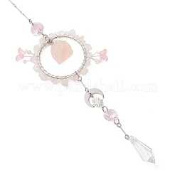3Pcs 3 Styles Natural Green Aventurine & Rose Quartz & Topaz Jade & Citrine & Glass Suncatcher&nbsp;HJEW-TA00454