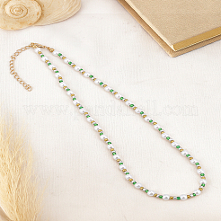 1Pc Glass Seed Beads & Glass Pearl Round Beaded Necklaces&nbsp;NJEW-LP0007-32