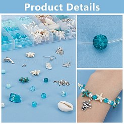 DIY Ocean Theme Natural Cowrie Shell & Synthetic Turquoise Beads Jewelry Making Findings Kits&nbsp;DIY-PH0028-49