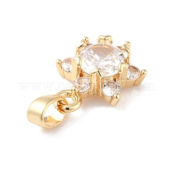 Rack Plating Brass Micro Pave Clear Cubic Zirconia Pendants&nbsp;ZIRC-F128-01G