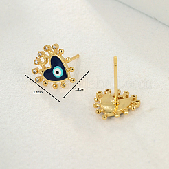 Fashionable Heart with Evil Eye Brass Stud Earrings&nbsp;TZ1681