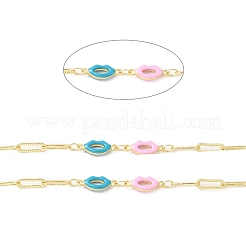 Handmade Enamel Lip Link Chains&nbsp;CHC-M024-05G-02