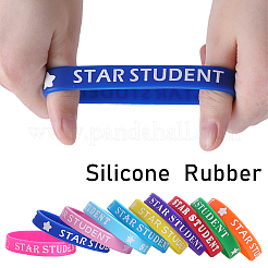 40Pcs 10 Colors Word Star Student Silicone Cord Bracelets Set Wristband&nbsp;BJEW-GF0001-13
