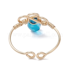 4Pcs Glass Open Cuff Rings for Women&nbsp;RJEW-TA00219-01